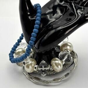Blue & Silver Pearl Bracelet Bundle